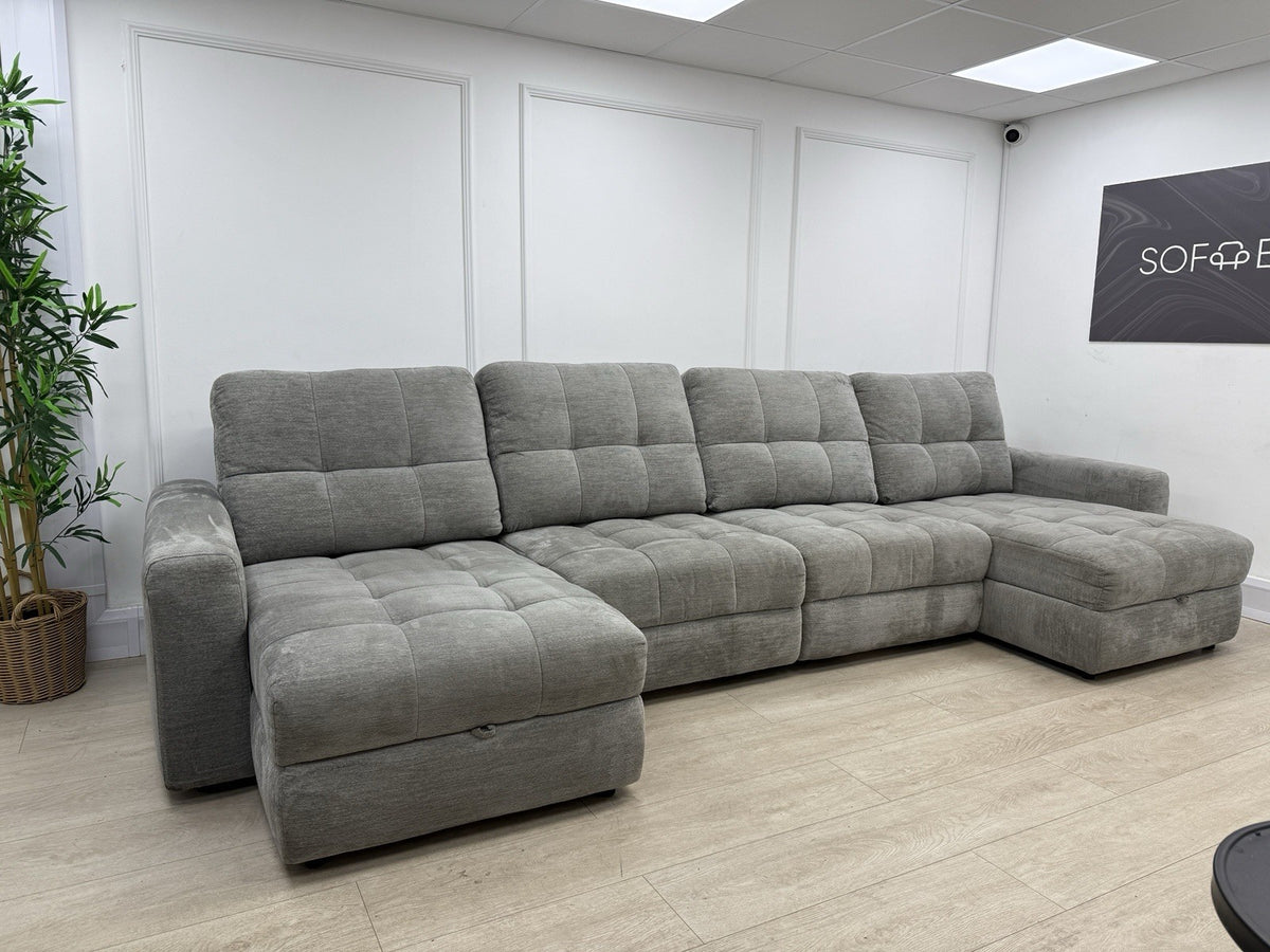DFS Steller U Shape Power Slider Sofa In Mist Grey