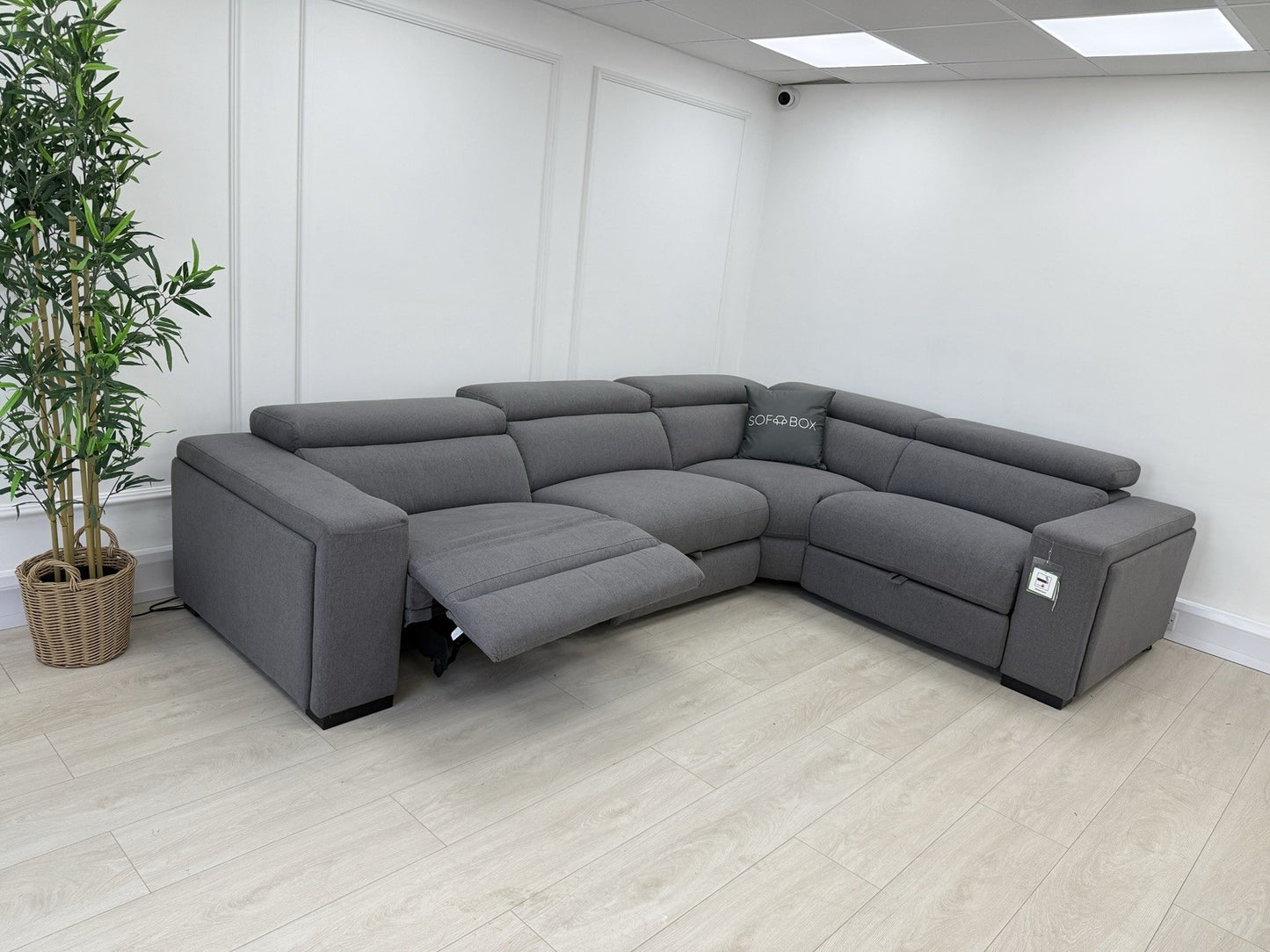 DFS Wander Power Recliner Corner Sofa In Charcoal Grey