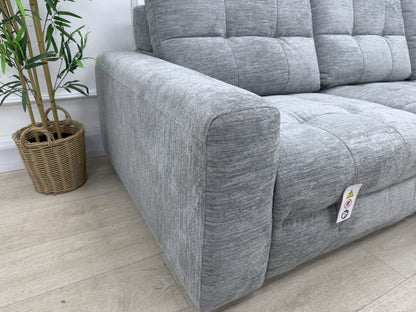 DFS Steller Power Recliner Slider Corner Sofa In Mist Grey Fabric