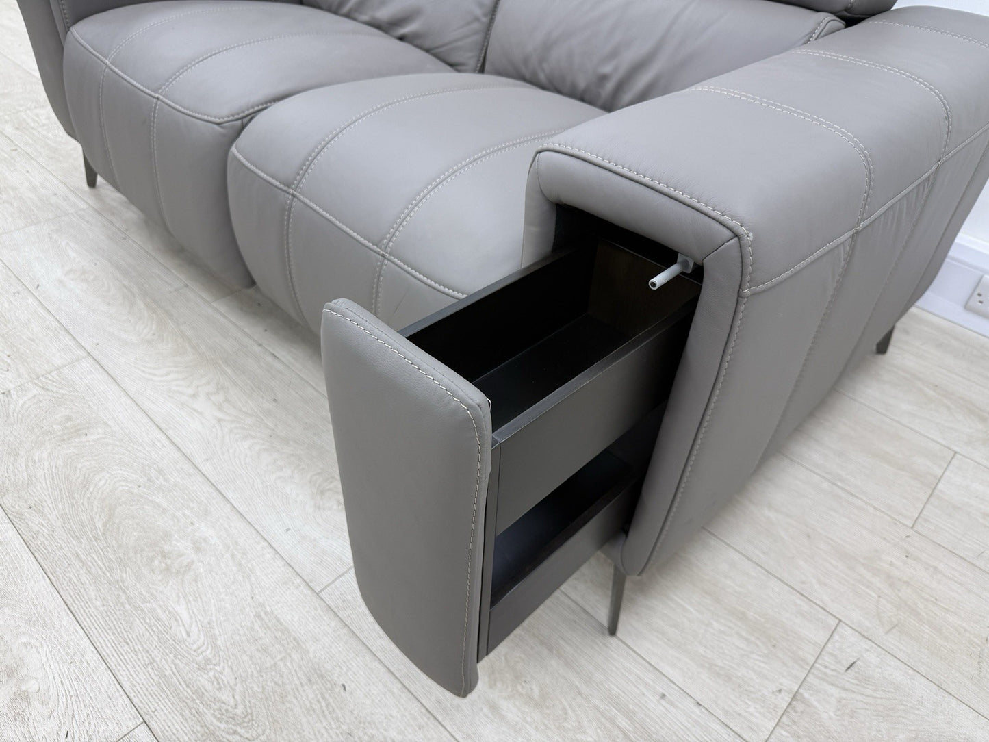 DFS Showcase Power Recliner 2 Seater Sofa In Elephant Grey Leather