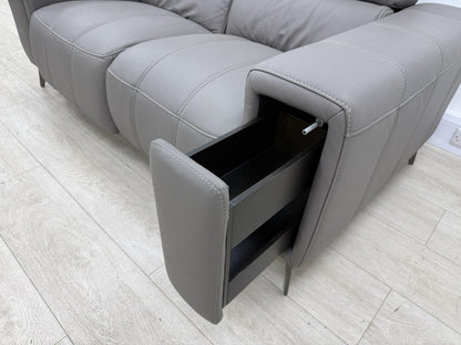 DFS Showcase Power Recliner 2 Seater Sofa In Elephant Grey Leather