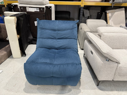 DFS Clarke Swivel Rocker Manual Recliner Chair In Blue Velvet Fabric
