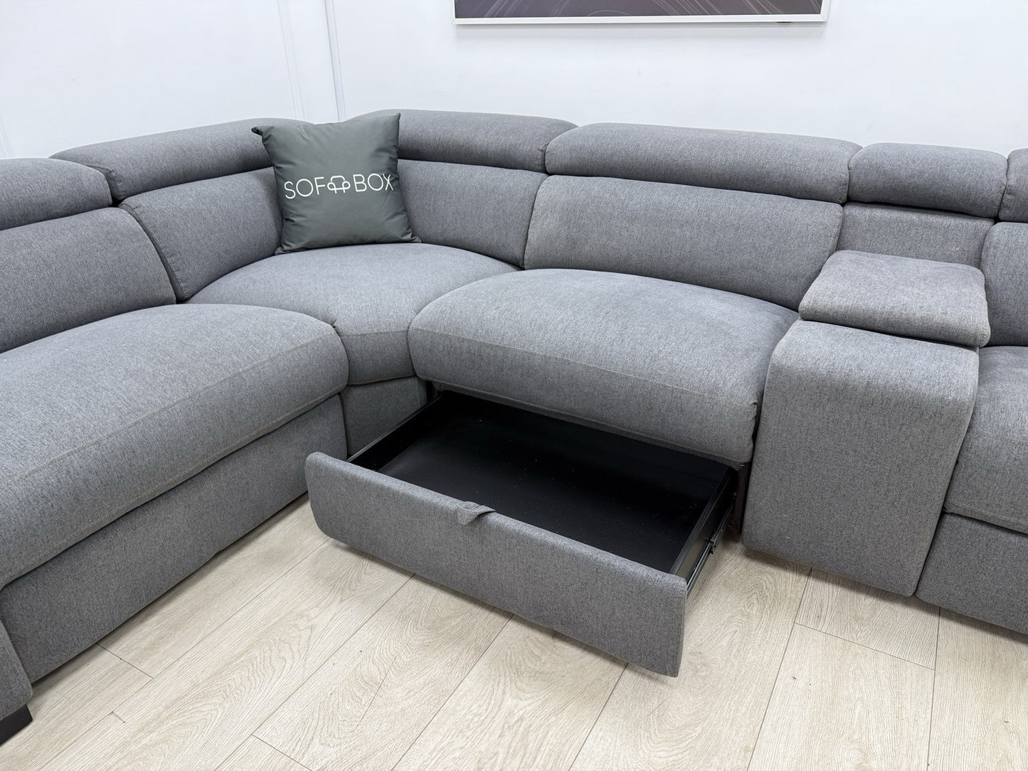 DFS Hike / Wander Storeaway Power Recliner Corner Sofa In Grey