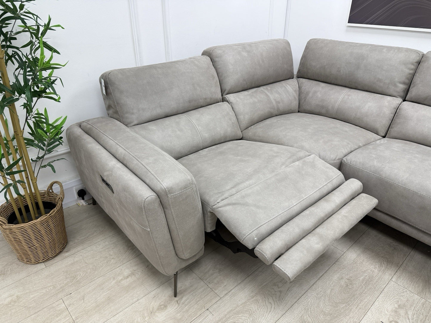 DFS San Mateo Power Recliner Corner Sofa In Misty Arizona Fabric