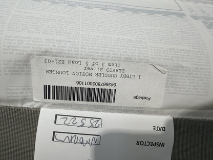 DFS New Libby Motion Cuddler Chair In Silver Fabric