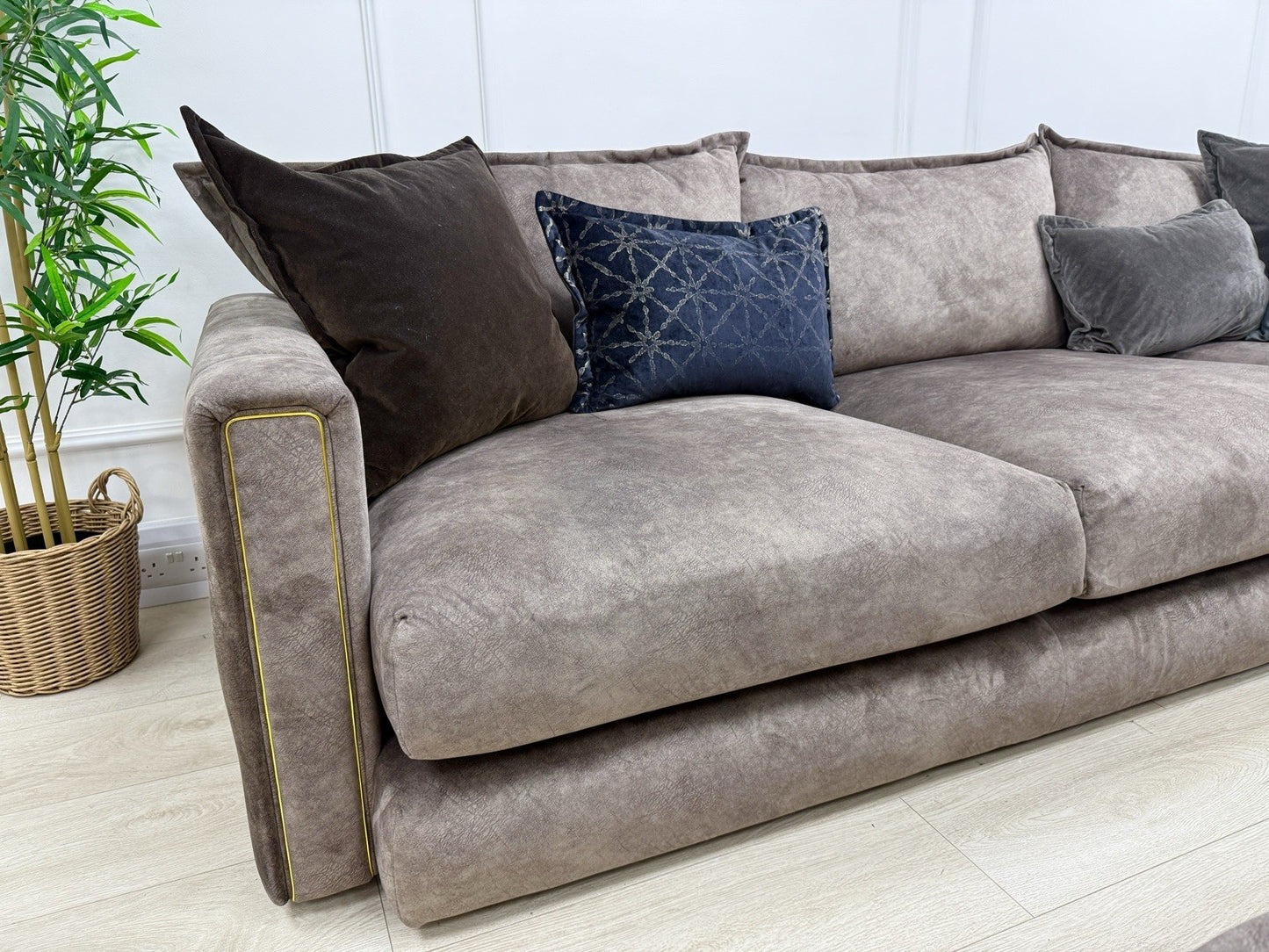 DFS Devine Corner Sofa & Footstool In Chocolate