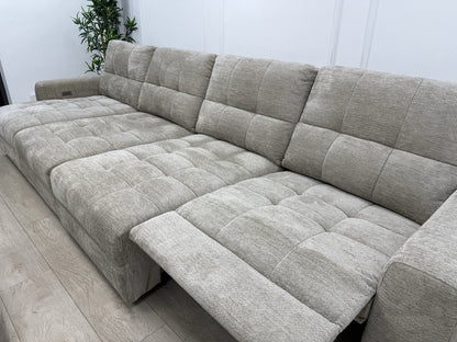 DFS Steller XL Power Recliner Chaise Sofa In Taupe Fabric