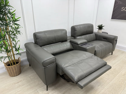 Furniture Village Homestage 3 Seater Power Recliner Media Sofa In Grey Leather
