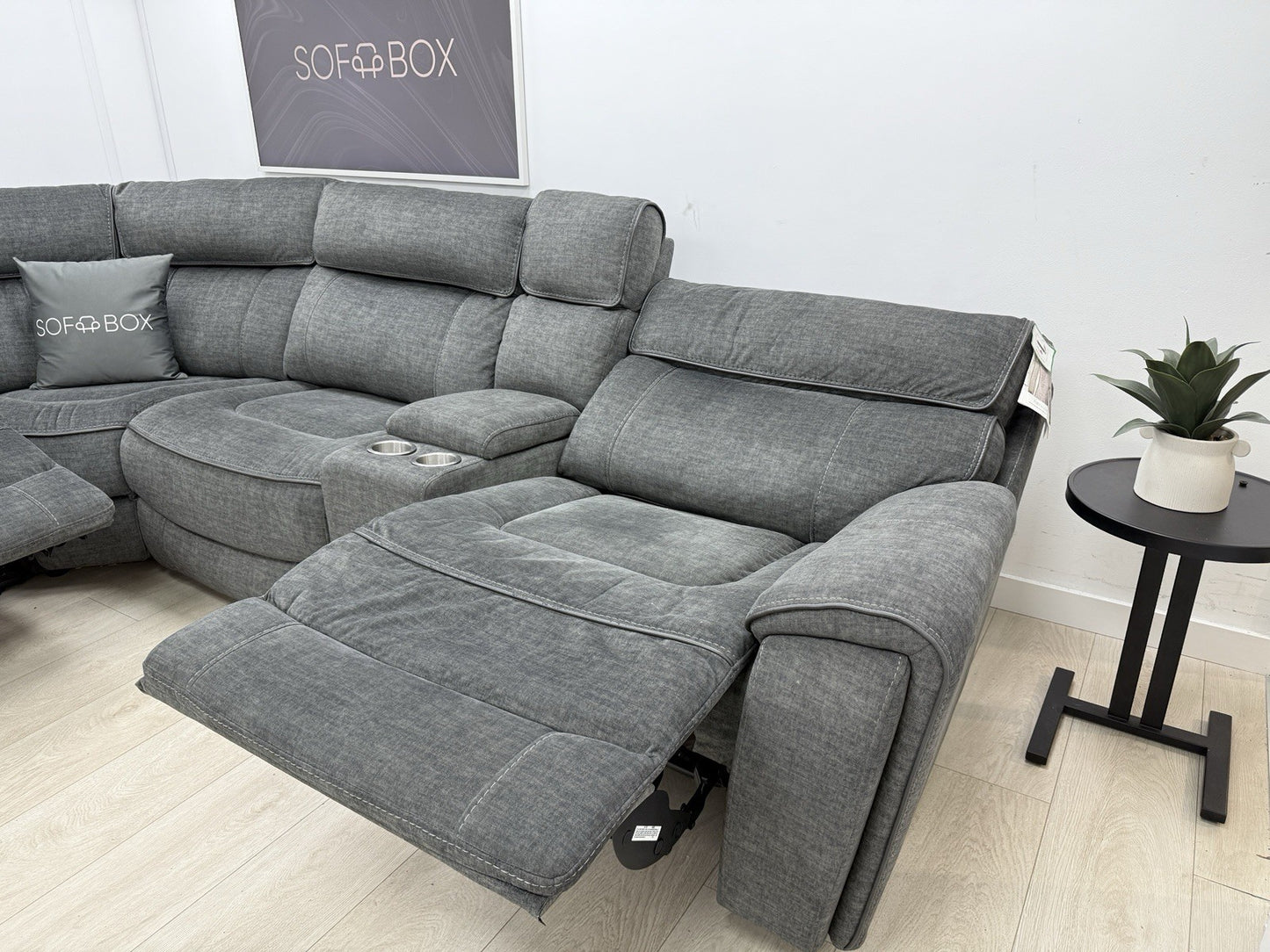 Harvey's Brooklyn 3 X Power Recliner Corner Sofa In Charcoal