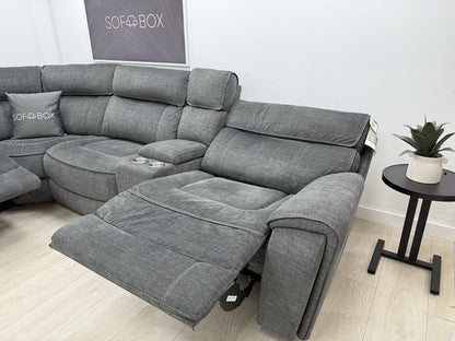 Harvey's Brooklyn 3 X Power Recliner Corner Sofa In Charcoal