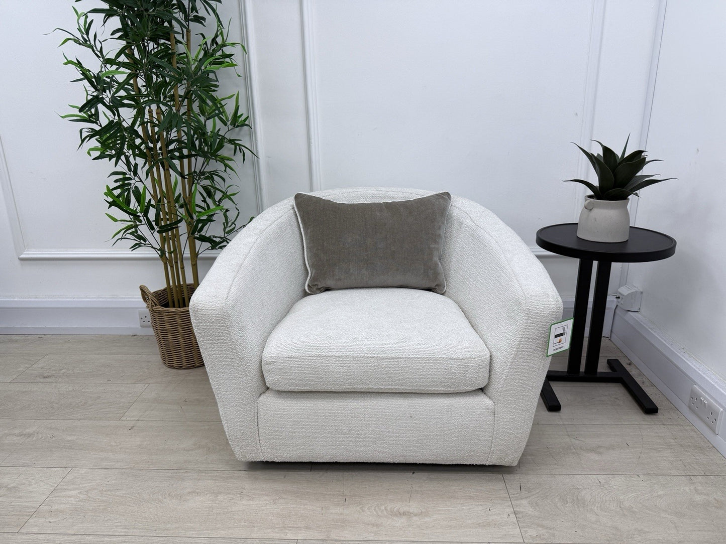 DFS Ada Accent Swivel Chair In Natural Bouclé Fabric