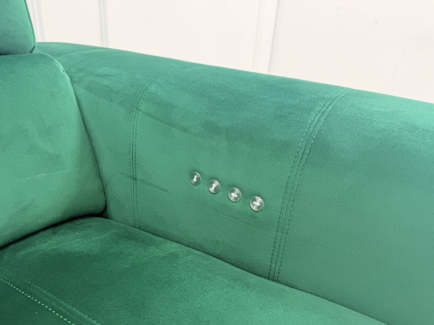 DFS Showcase 3 Seater Power Recliner Cinema Sofa In Emerald Green Fabric