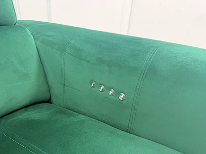 DFS Showcase 3 Seater Power Recliner Cinema Sofa In Emerald Green Fabric