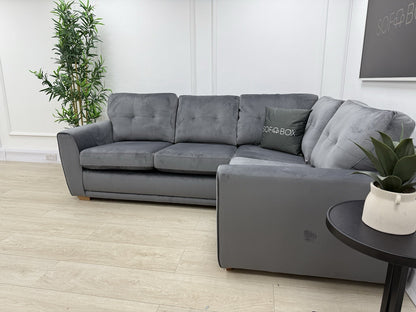 DFS Kian Corner Sofa In Grey Velvet