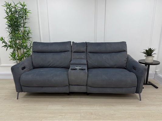 Sofology Renato 2.5 Seater Sofa Recliner Console Unit In Flecked Charcoal
