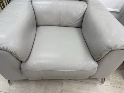 DFS Tahiti Power Recliner Armchair In Light Grey Leather