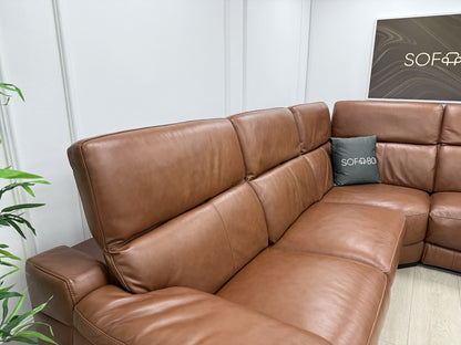 Sofology Laurence Power Recliner Corner Sofa In Tan Leather