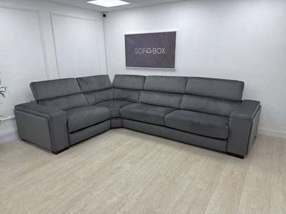 DFS Wander Power Recliner Corner Sofa Bed In Velvet Charcoal Fabric