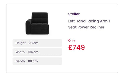 DFS Steller Power Recliner Corner Sofa W/ Speaker Storage In Nuova Black Fabric