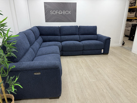 DFS Arwen Power Recliner Corner Sofa In Navy Fabric