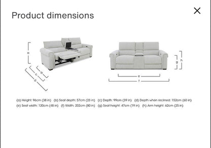 Furniture Village Nixon 2 Seater Power Recliner Sofa In Oyster Fabric