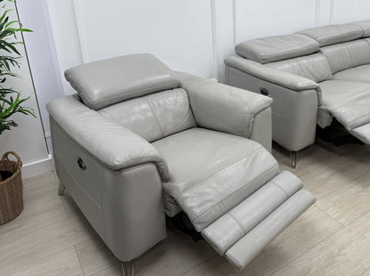 DFS Tahiti Power Recliner Armchair In Light Grey Leather