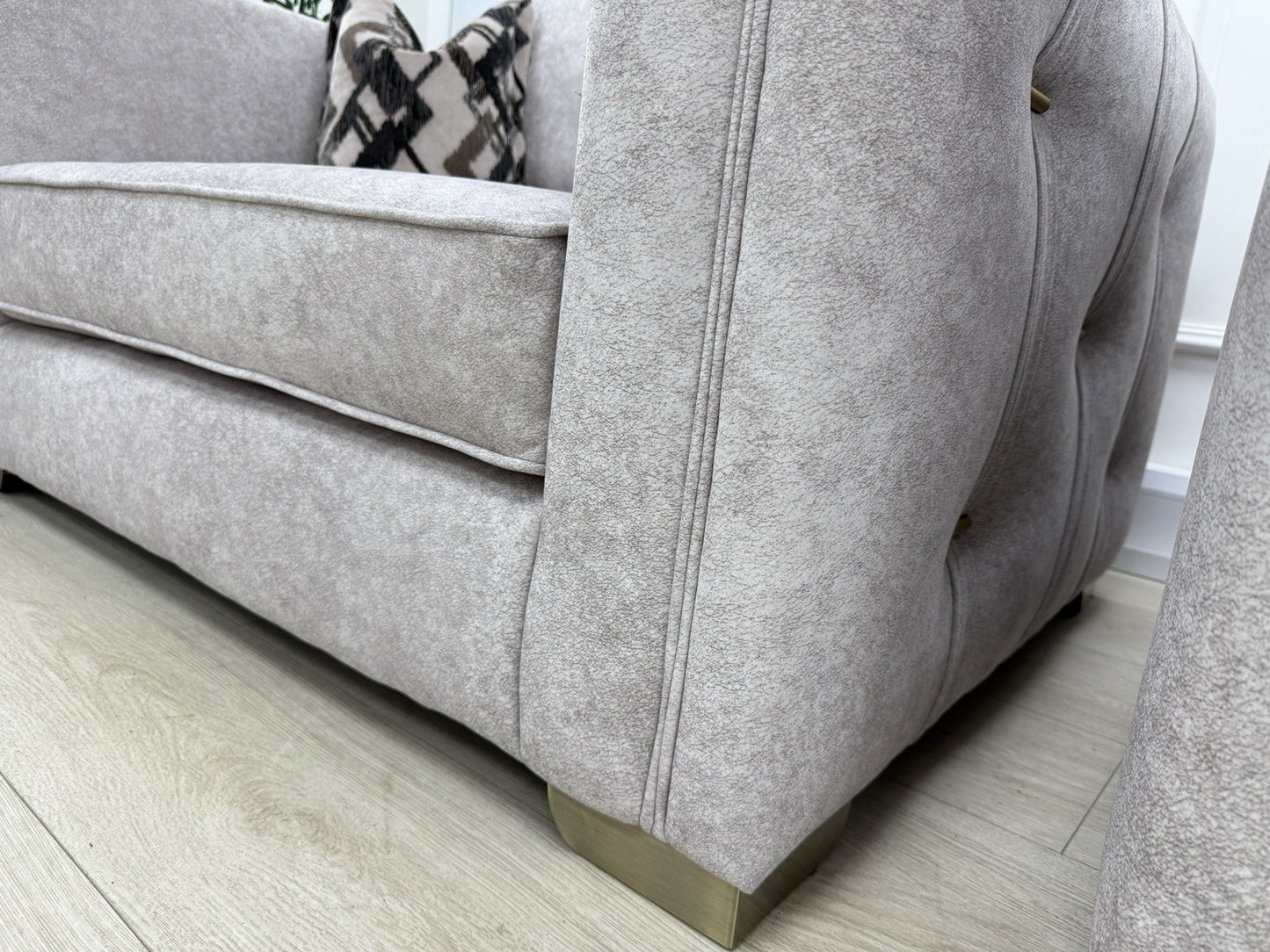 Sofology Titan Fabric Loveseat Full Back in Marina Stone/Stone Mix