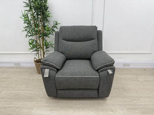 DFS Trek Power Recliner Armchair In Charcoal Fabric