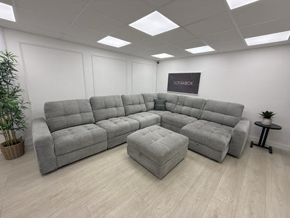 DFS Steller Corner Sofa & Footstool In Mist Grey
