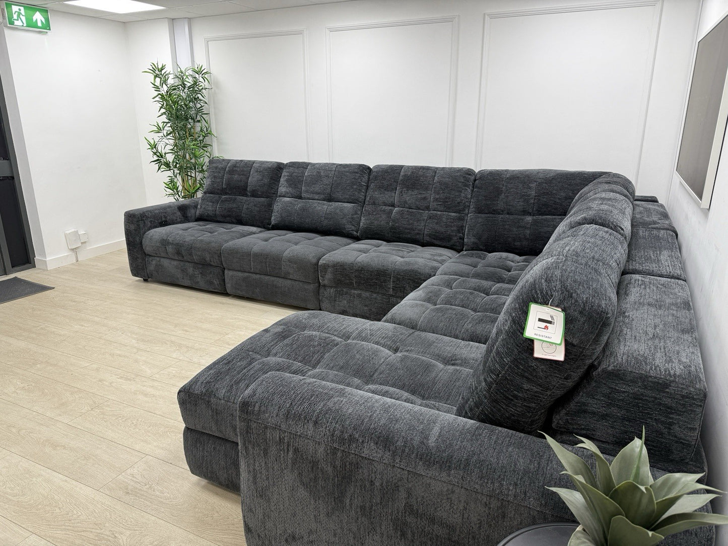 DFS Steller Power Recliner Chaise Corner Sofa In Nuova Black Fabric