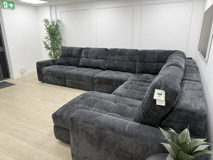 DFS Steller Power Recliner Chaise Corner Sofa In Nuova Black Fabric