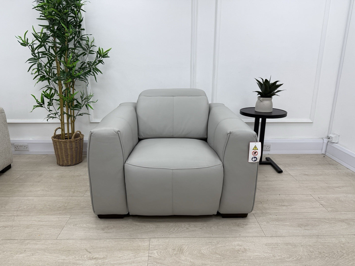 DFS Lauder Power Recliner Chair Memory In Grey Mist Borelli Leather