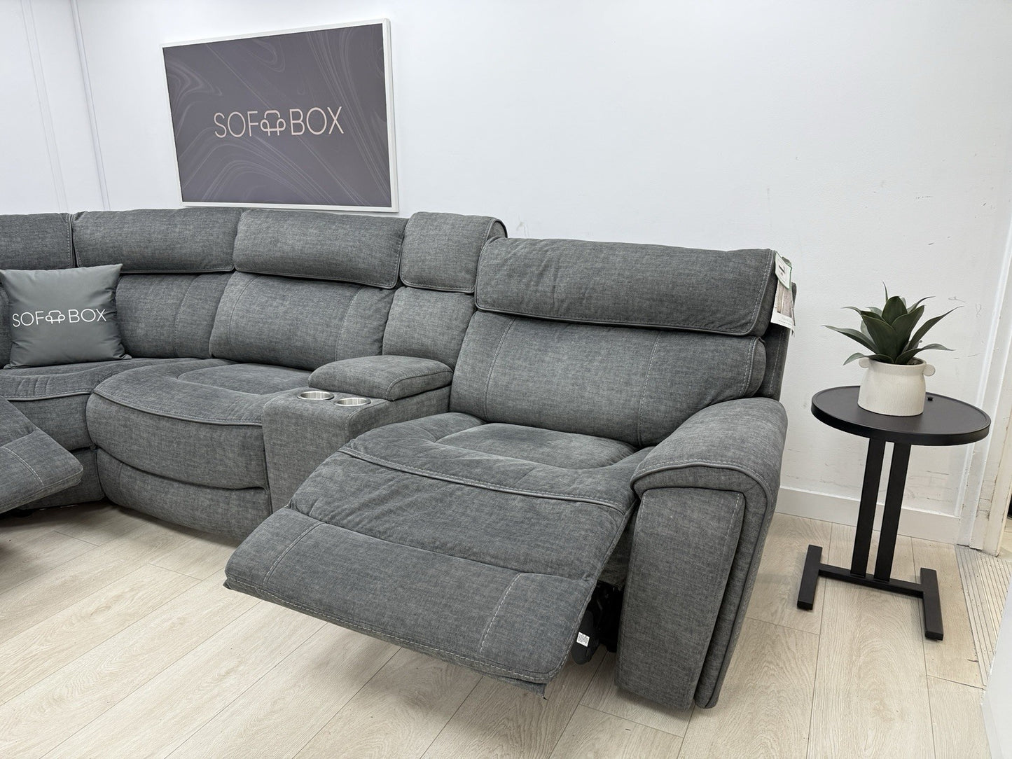 Harvey's Brooklyn 3 X Power Recliner Corner Sofa In Charcoal