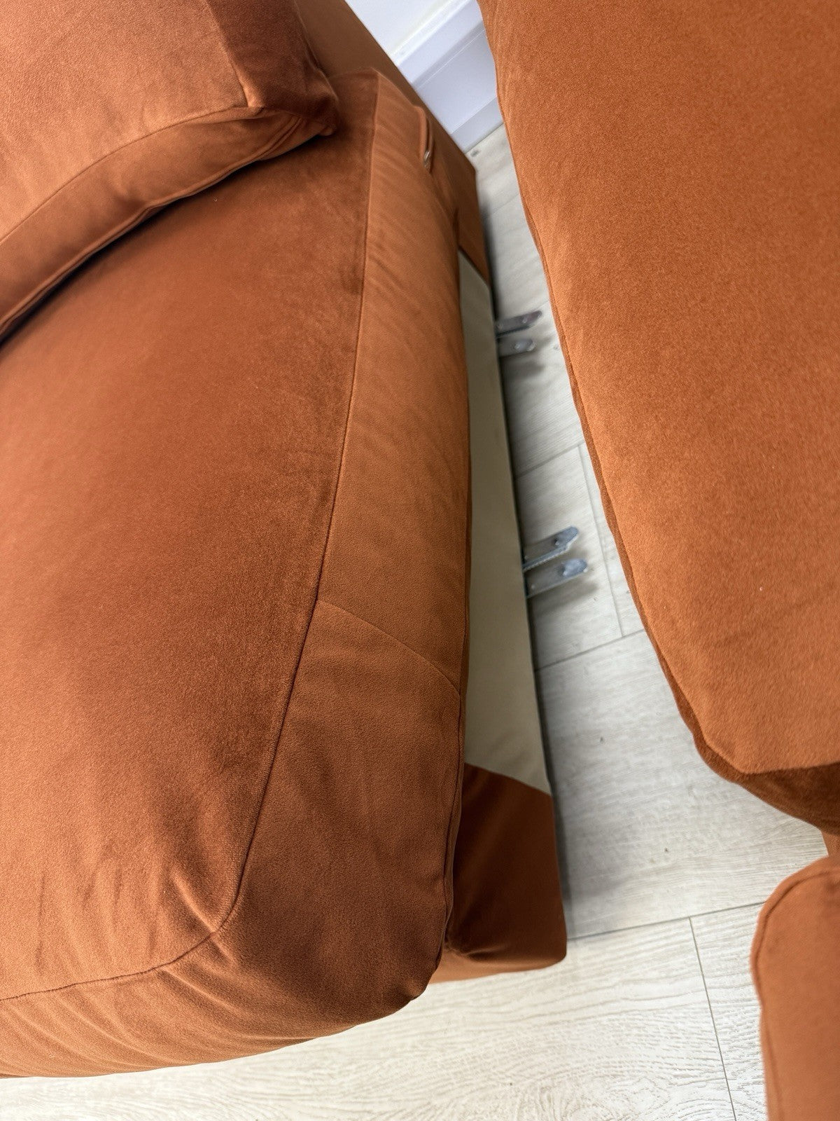 Next Houghton Deep Relaxed Sit Corner Sofa In Orange Easy Clean Velvet Fabric