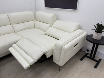 DFS San Antonio Power Recliner Corner Sofa In Snow Leather