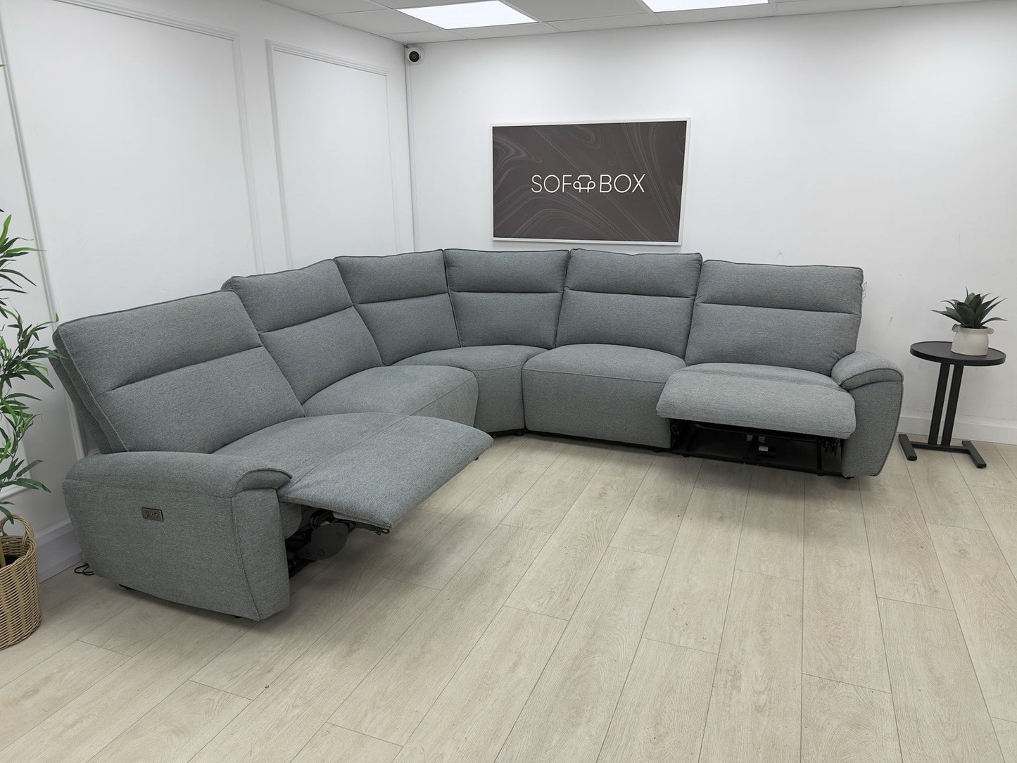 DFS Aussie Power Recliner Corner Sofa In Grey Fabric