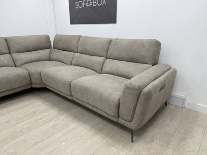 DFS San Mateo Power Recliner Corner Sofa In Stone Fabric
