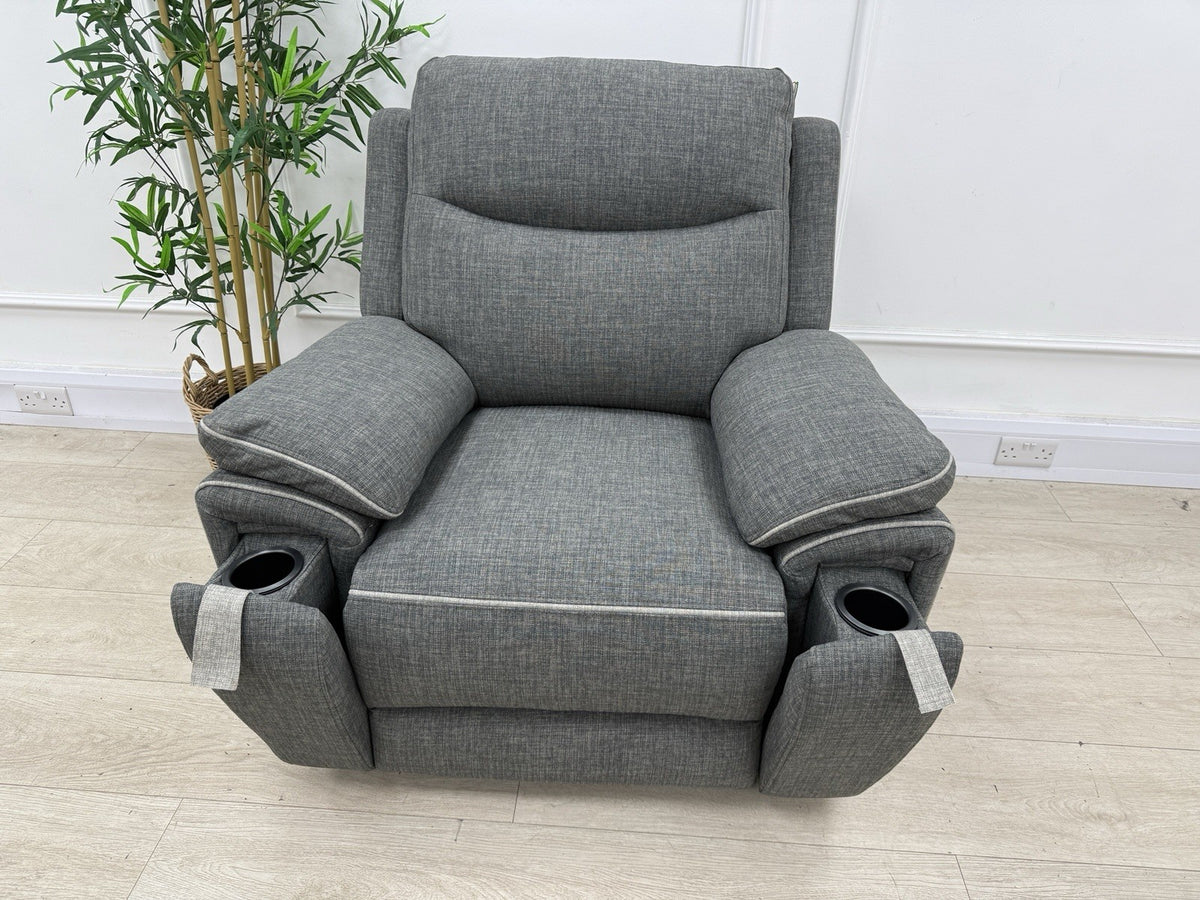 DFS Trek Power Recliner Armchair In Charcoal Fabric