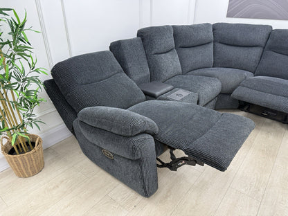 La-Z-Boy New Tamla Power/Headrest/Lumbar Corner Sofa & Console Unit In Black