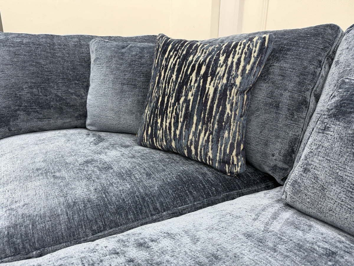 Sofology Bellagio Large U Shape Sofa In Luxury Deep Pile Chenille Denim Fabric