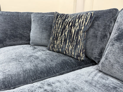 Sofology Bellagio Large U Shape Sofa In Luxury Deep Pile Chenille Denim Fabric