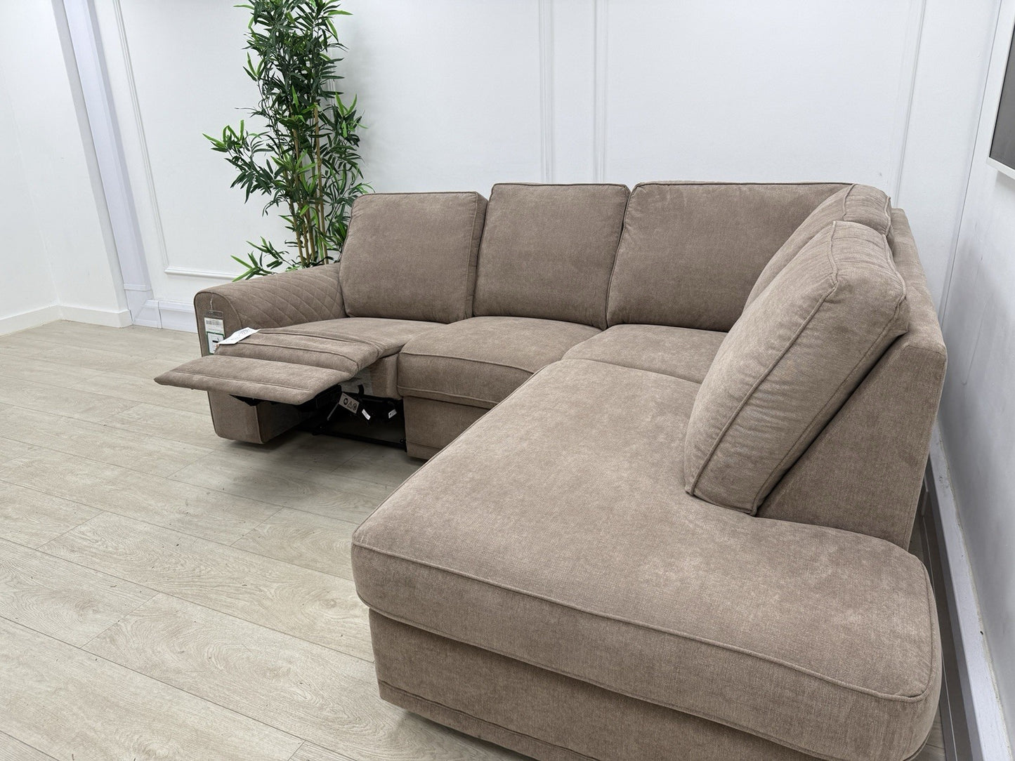 DFS Orka Manual Recliner Corner Sofa In Mocha Fabric