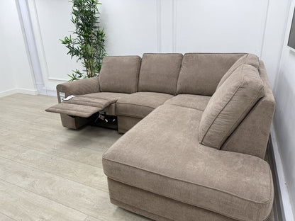 DFS Orka Manual Recliner Corner Sofa In Mocha Fabric