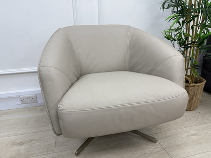 Sofology Adler Swivel Chair In Stone Leather