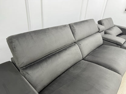 DFS Wander Power Recliner/Sofa Bed 4 Seater Sofa In Charcoal Velvet Fabric
