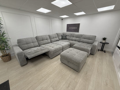 DFS Steller Corner Sofa & Footstool In Mist Grey