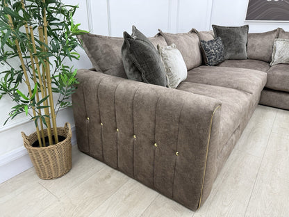 DFS Devine Left Hand Facing Corner Sofa In Chocolate Combination