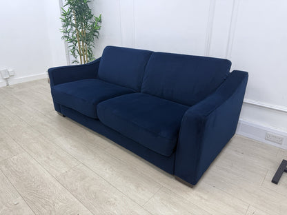 Furniture Village Optimus 3 Seater Sofa Bed In Blue Velvet Memory Foam Mattress