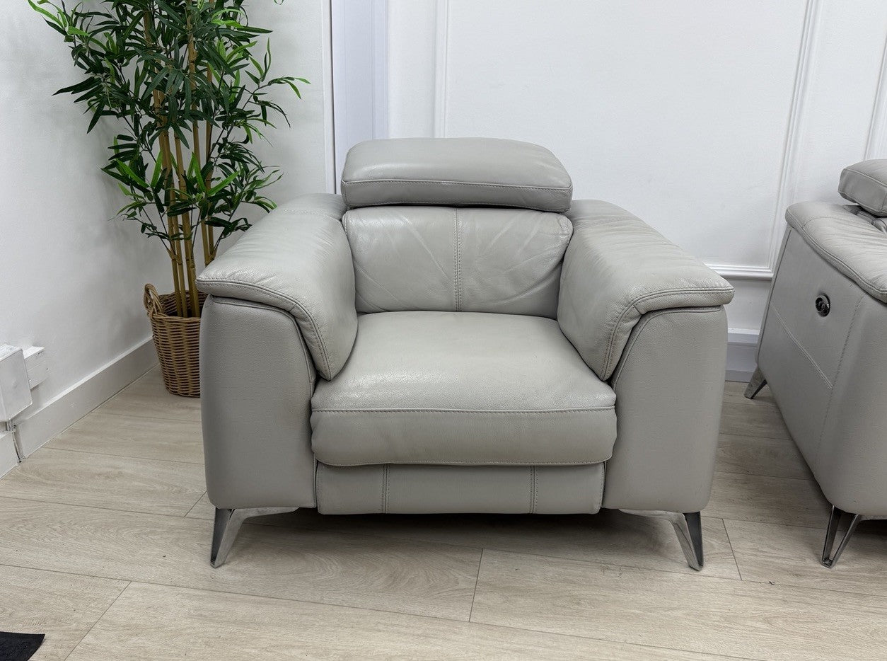 DFS Tahiti Power Recliner Armchair In Light Grey Leather