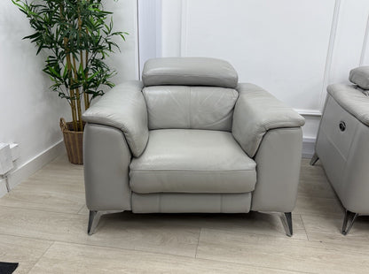 DFS Tahiti Power Recliner Armchair In Light Grey Leather